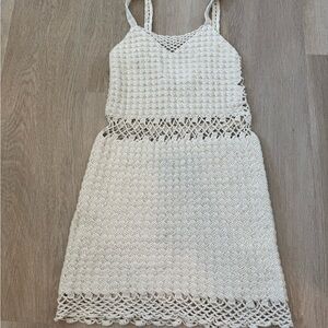 Crochet Mini Dress - Cream Colour - Small